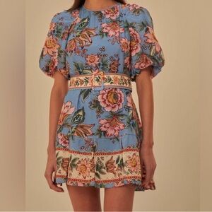 Farm Rio wonderful bouquet mini belted dress size xs